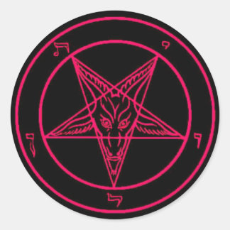 Zwart/Heet Roze Baphomet Stickers