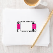 Zwart/Heet Roze Bloemen Damask Bruiloft Mailing La Etiket (Insitu)