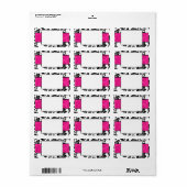 Zwart/Heet Roze Bloemen Damask Bruiloft Mailing La Etiket (Full Sheet)