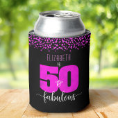 Zwart heet roze confetti stippen 50 fabelachtige v blikjeskoeler