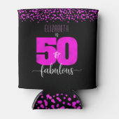 Zwart heet roze confetti stippen 50 fabelachtige v blikjeskoeler (Voorkant)