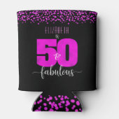 Zwart heet roze confetti stippen 50 fabelachtige v blikjeskoeler (Achterkant)