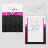 Zwart, Heet Roze en Wit Receptie Kaart (Voorkant / Achterkant)