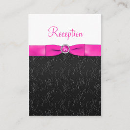 Zwart, Heet Roze en Wit Receptie Kaart