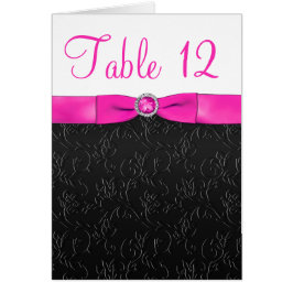 Zwart, Heet Roze en Wit Tafelnummer Kaart