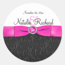Zwart, Heet Roze, en Witte 1,5"Ronde Sticker