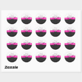 Zwart, Heet Roze, en Witte 1,5"Ronde Sticker (Vel)