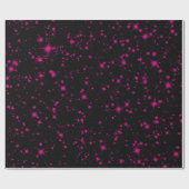 Zwart & Heet Roze Glitters Glitterende Sterren Cadeaupapier (Vlak)