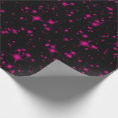 Zwart & Heet Roze Glitters Glitterende Sterren Cadeaupapier (Hoek)