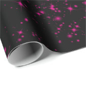 Zwart & Heet Roze Glitters Glitterende Sterren Cadeaupapier (Rol Hoek)
