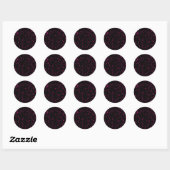 Zwart & Heet Roze Glitters Glitterende Sterren Ronde Sticker (Vel)