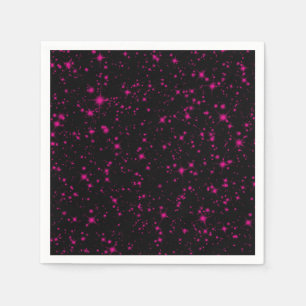 Zwart & Heet Roze Glitters Glitterende Sterren Servet