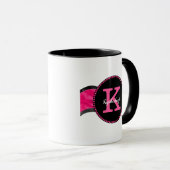 Zwart Heet Roze Grijze Golven Meisje Glam Monogram Mok (Voorkant rechts)