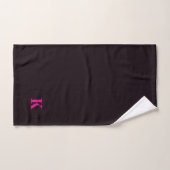 Zwart Heet Roze Monogram Initiaal Modern Aangepast Bad Handdoek (Handdoek)