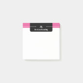 Zwart & Heet Roze Monogrammed Post-it® Notes (Voorkant)