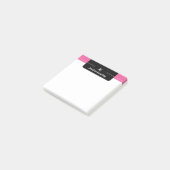 Zwart & Heet Roze Monogrammed Post-it® Notes (Schuin)