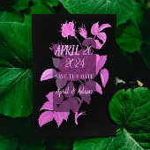 Zwart Heet Roze Roos Botanische Save the Date Kaar