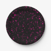Zwart & Heet Roze Sparkles Sparkly Glitter Sterren Papieren Bordje (Voorkant)