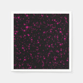 Zwart & Heet Roze Sparkles Sparkly Glitter Sterren Servet (Voorkant)