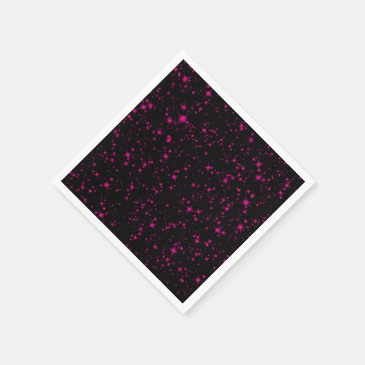 Zwart & Heet Roze Sparkles Sparkly Glitter Sterren Servet (Hoek)