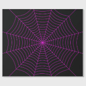 Zwart heet roze spinnenweb Halloween patroon Cadeaupapier (Vlak)