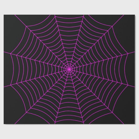 Zwart heet roze spinnenweb Halloween patroon Cadeaupapier (Vlak)