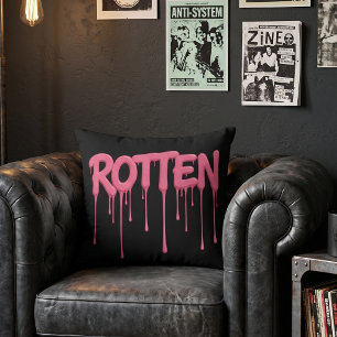 Zwart & Heet Roze VERROTEN Roze Druipende Tekst Kussen