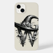 Zwart Heks Pet Witchy Letter W Custom Initiaal Case-Mate iPhone Case (Achterkant)