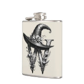 Zwart Heks Pet Witchy Letter W Custom Initiaal Heupfles (Links)