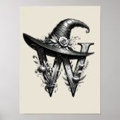Zwart Heks Pet Witchy Letter W Custom Initiaal Poster (Voorkant)