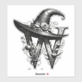 Zwart Heks Pet Witchy Letter W Custom Initiaal Sticker (Vel)