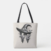 Zwart Heks Pet Witchy Letter W Custom Initiaal Tote Bag (Achterkant)