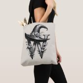 Zwart Heks Pet Witchy Letter W Custom Initiaal Tote Bag (Dichtbij)
