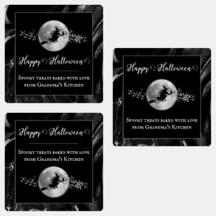 Zwart Heks Silhouet Halloween Labels