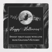 Zwart Heks Silhouet Halloween Labels (Design 1)