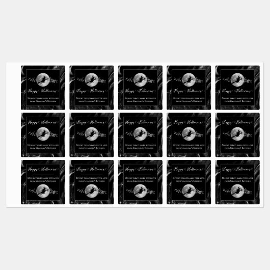 Zwart Heks Silhouet Halloween Labels (Vel)