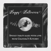 Zwart Heks Silhouet Halloween Labels (Design 2)