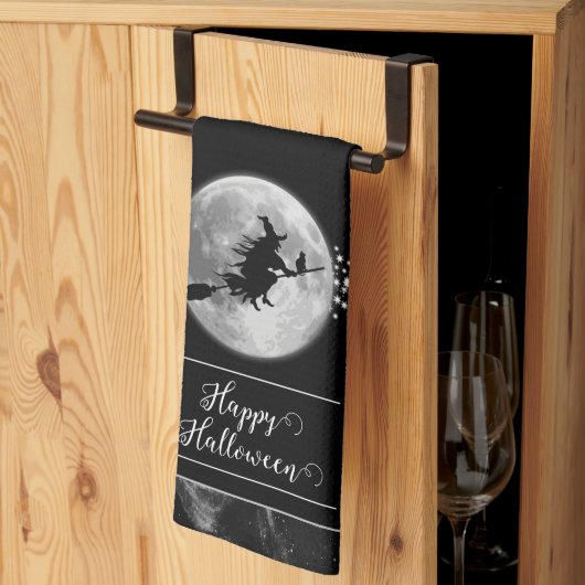Zwart Heks Silhouet Halloween Theedoek (Derde Gevouwen)