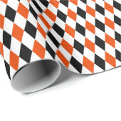 Zwart, helder Oranje en wit Harlequin Cadeaupapier (Rol Hoek)