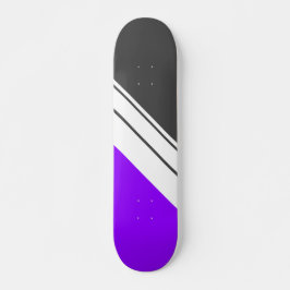 Zwart Helder Paarse Diagonaal Wit Racing Stripes Persoonlijk Skateboard