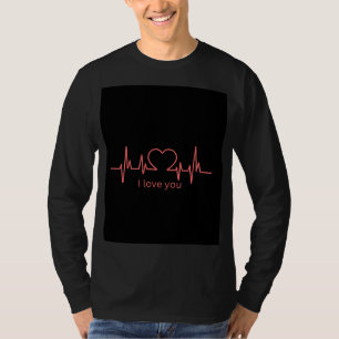 Zwart hemd met lange mouwen en 'I love you' ontwer T-shirt