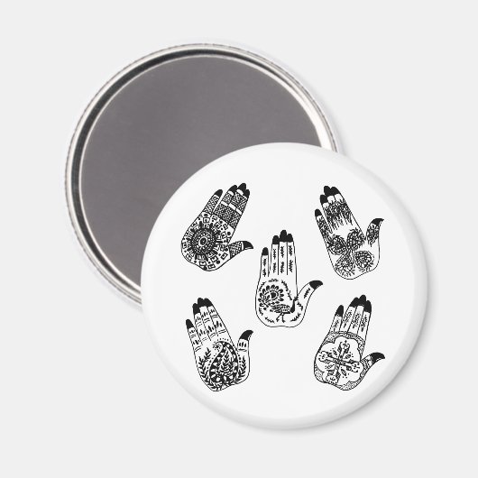 Zwart Henna Tattoo Handen Magneet (Voorkant / Achterkant)