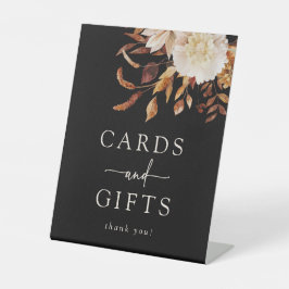 Zwart Herfst Kaarten Teken Reclamebord Met Voetstuk