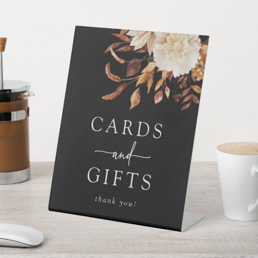 Zwart Herfst Kaarten Teken Reclamebord Met Voetstuk (Insitu)