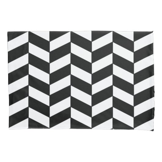 Zwart herringbone kussensloop (Voorkant-Links)