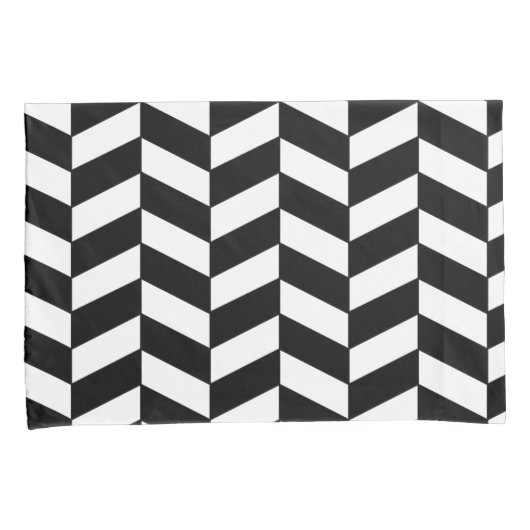 Zwart herringbone kussensloop (Voorkant-Rechts)