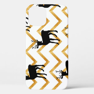 Zwart hert, goud textuur patroon. Case-Mate iPhone case