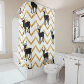 Zwart hert, goud textuur patroon. douchegordijn (In situ)