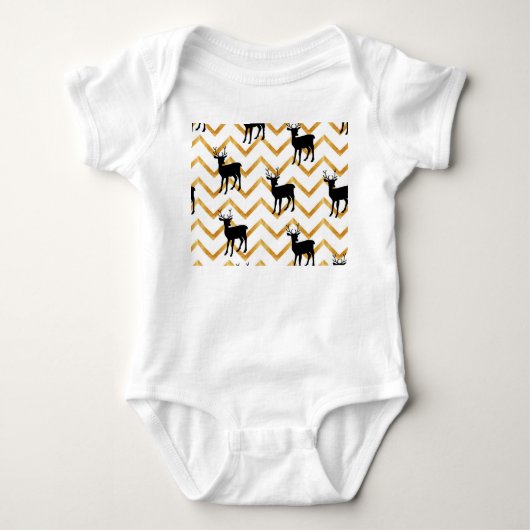 Zwart hert, goud textuur patroon. romper (Voorkant)