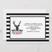 Zwart Herten Hoofd w / Roze Bloemen & Berg Bruilof Kaart (Achterkant)